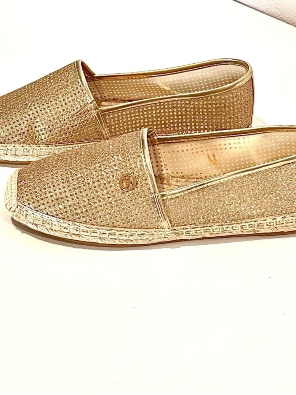 Michael Kors Kendrick Gold Metallic Espadrille Slip On Flats NWT 9
